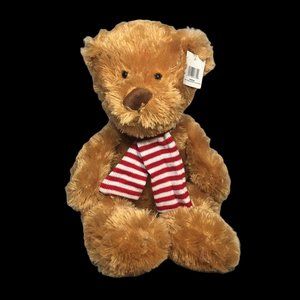 Napco Teddy Bear Plush Brown Stuffed Animal Soft Toy LARGE 21" Scarf Tags RARE